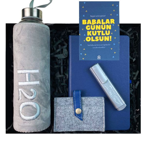 Gri Lacivert Babalar Günü Hediye Kutusu