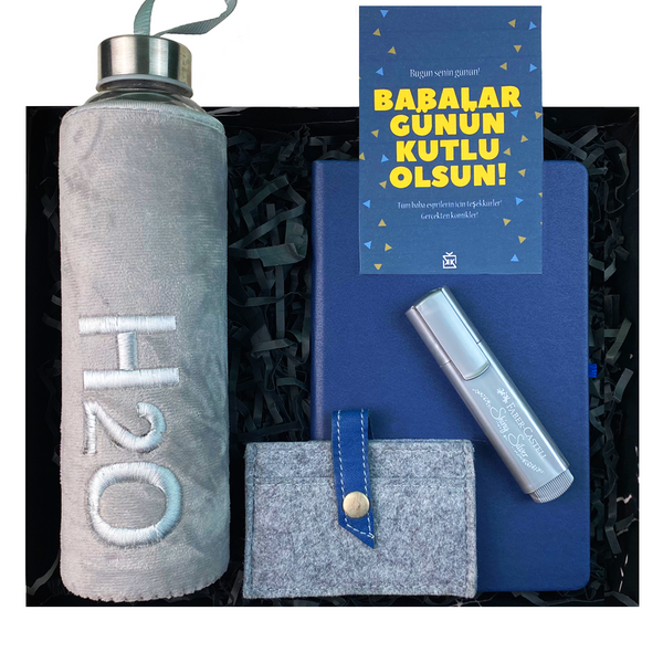 Gri Lacivert Babalar Günü Hediye Kutusu