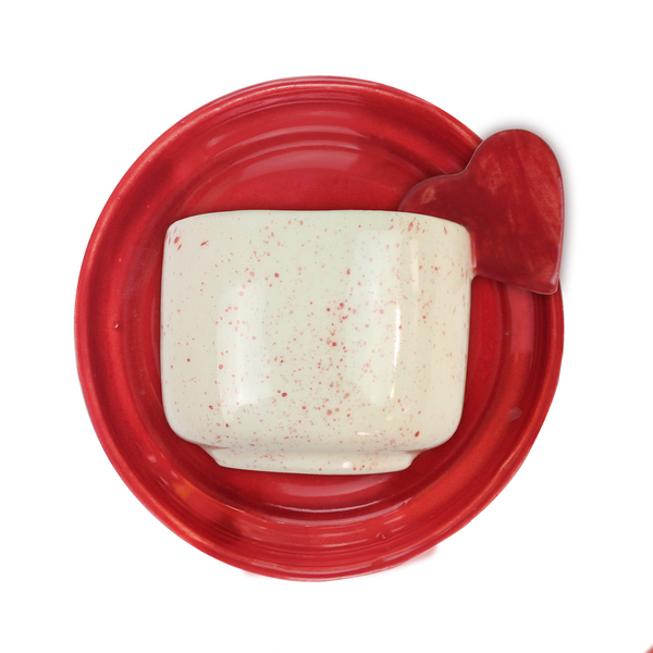 Kırmızı Kalpli Türk Kahvesi Fincanı