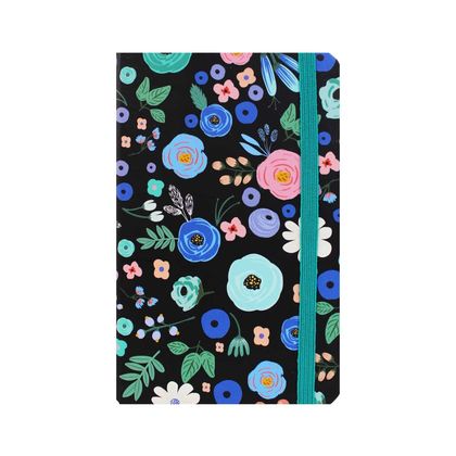 Matt Notebook Mavi Çiçek Desenli Mini Defter