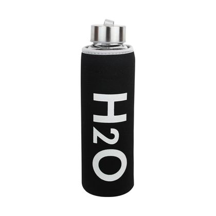 H2O Siyah Kılıflı Cam Matara