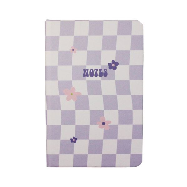 Matt Notebook Beyaz - Lila Kare Desenli Mini Not Defteri - DEFTERLER
