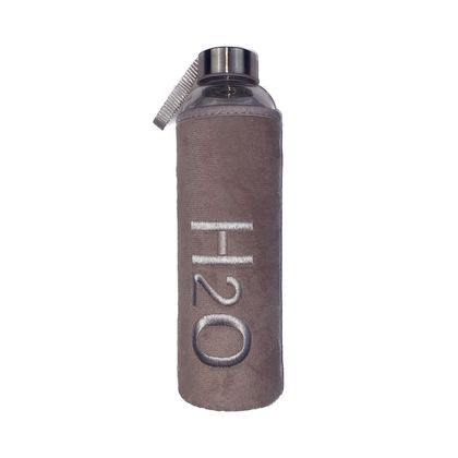 Pembe - Gri Peluş Kılıflı H2o Cam Matara