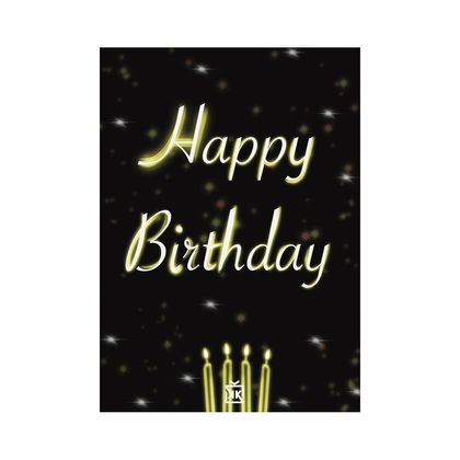Gold Candles Happy Birthday Motto Kartı