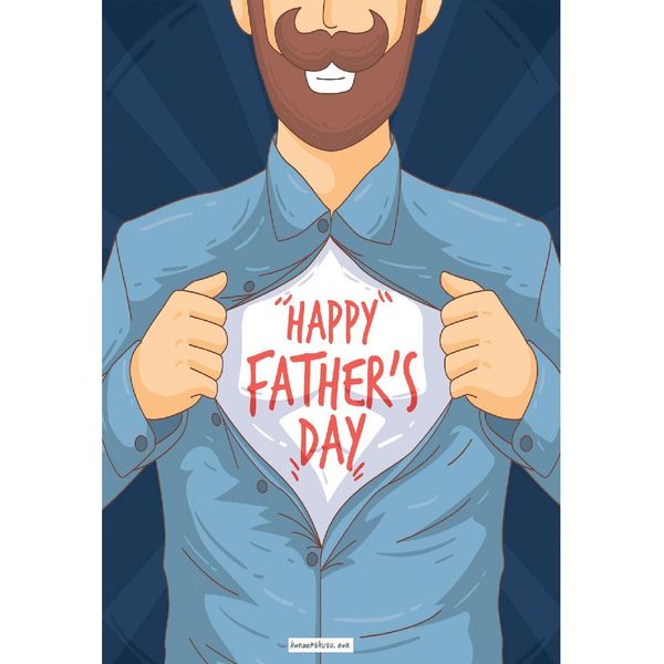 Happy Father's Day Motto Kartı (Mavi) - MOTTO KARTLARI