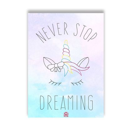 Never Stop Dreaming Motto Kartı (Mavi)