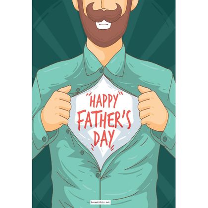 Happy Father's Day Motto Kartı (Yeşil)