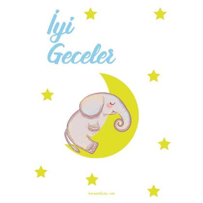 İyi Geceler Minik Fil Motto Kartı
