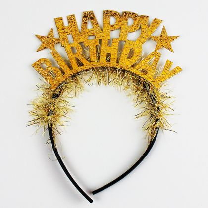 Gold Happy Birthday Taç