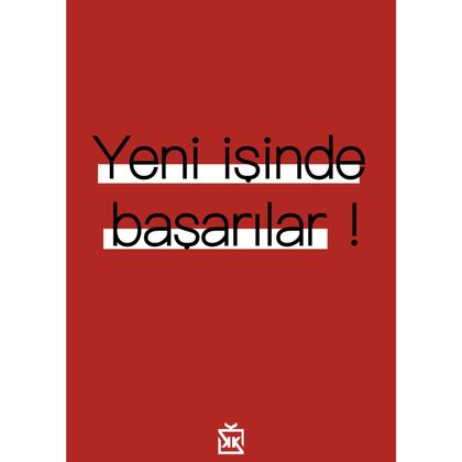 Kırmızı Yeni İşinde Başarılar Motto Kartı