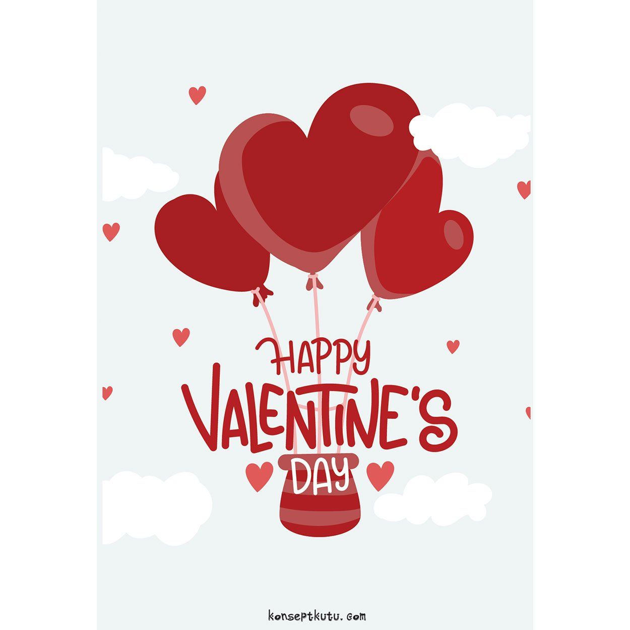 Happy Valentine's Day Motto Kartı - Valentine Hediye Kutusu içinde