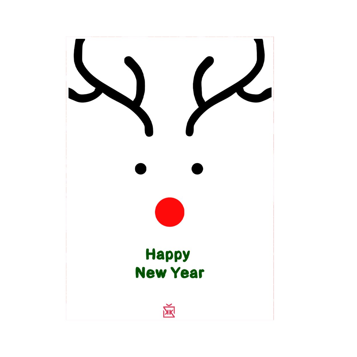 Geyik Silüeti Happy New Year Motto Kartı - Noel Heyecanı Hediye Kutusu içinde