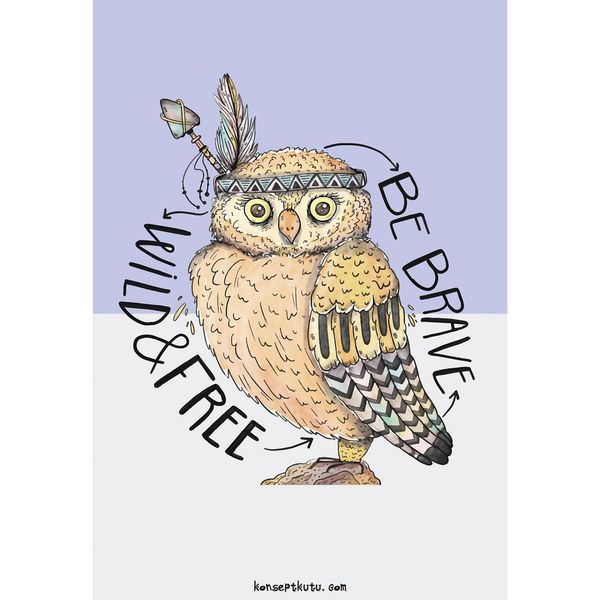 Be Brave Owl Motto Kartı - MOTTO KARTLARI