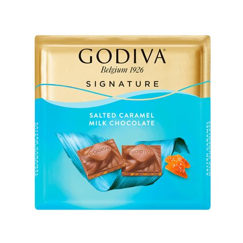 Godiva Tuzlu Karamelli Sütlü Kare Çikolata 60 gr. - Çiçekli Kadınlar Günü Hediye Kutusu içinde
