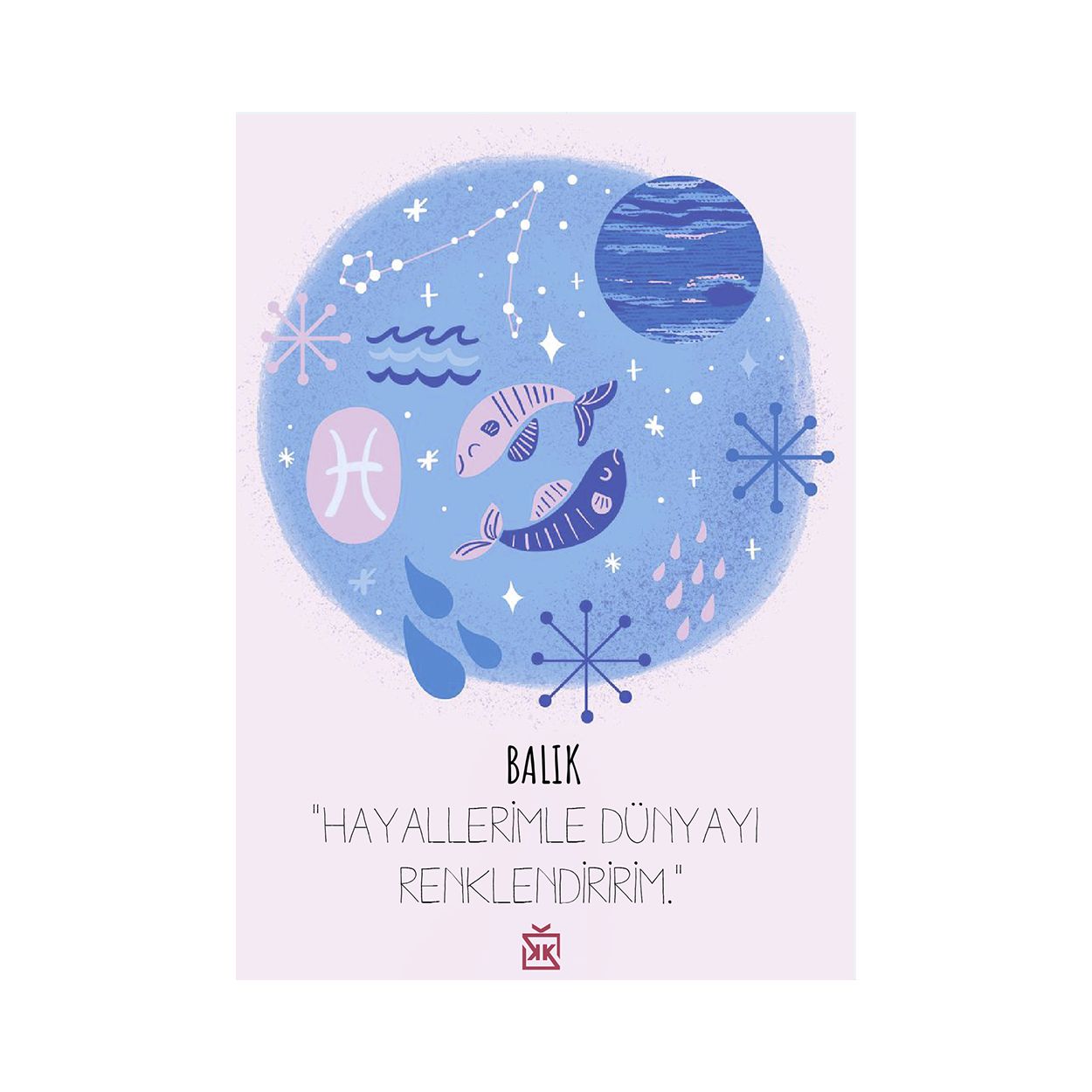 Balık Burcuyum Motto Kartı - Balık Burcuyum Hediye Kutusu içinde