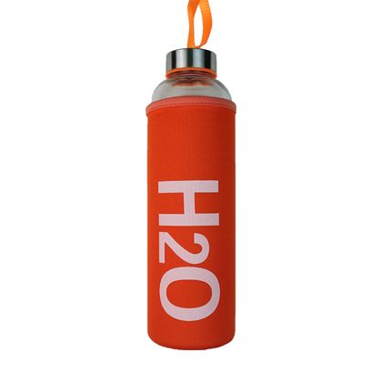 Turuncu Kılıflı H2O Cam Su Matarası