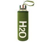 Yeşil Kılıflı H2O Cam Su Matarası