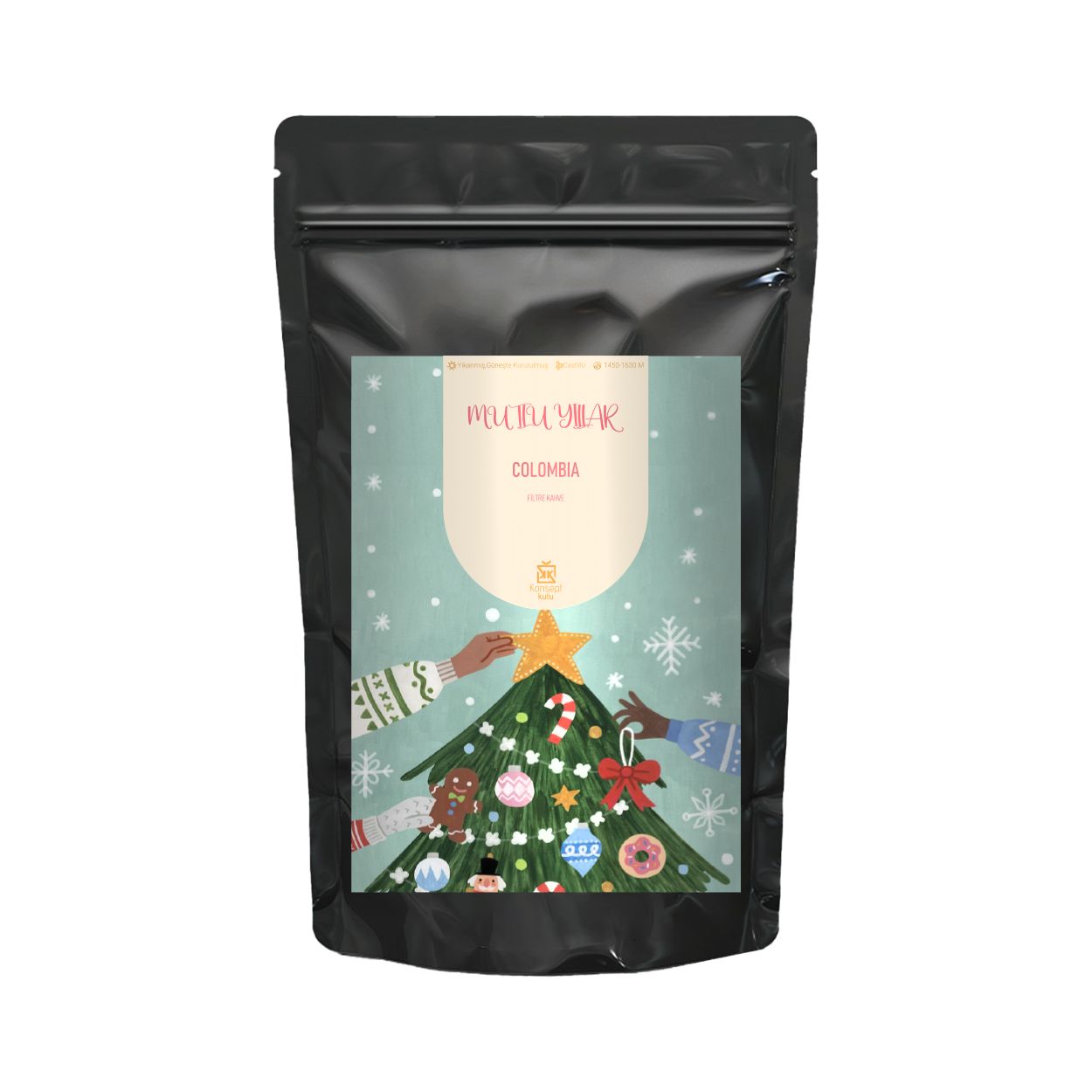 Su Yeşili Mutlu Yıllar Colombia Filtre Kahve 50 Gr. - Joy & Wish Yeni Yıl Hediye Kutusu içinde