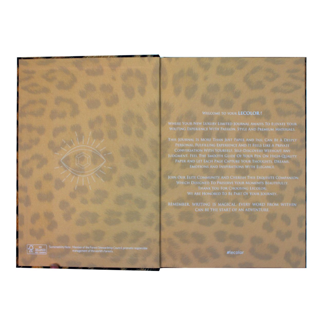 Leopar Desenli Kumaş Kapaklı Defter - Alpha Kadın Hediye Kutusu içinde