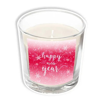 Happy New Year Baskılı Tasarım Cam Bardak Mum