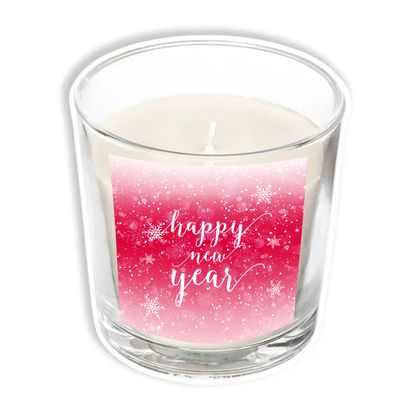 Happy New Year Baskılı Tasarım Cam Bardak Mum