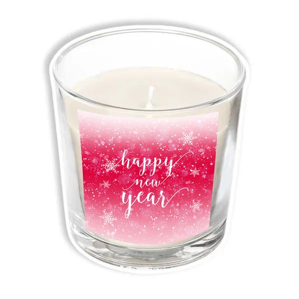Happy New Year Baskılı Tasarım Cam Bardak Mum - MUMLAR