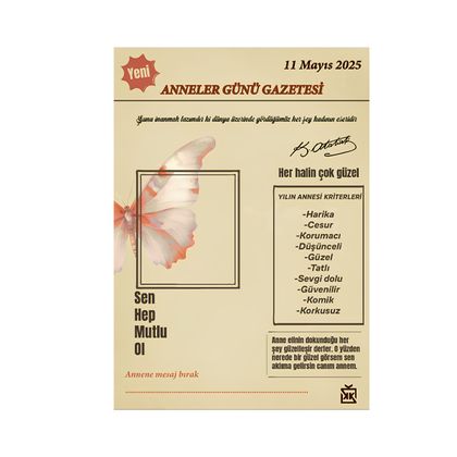 Anneler Günü Gazetesi Motto Kartı