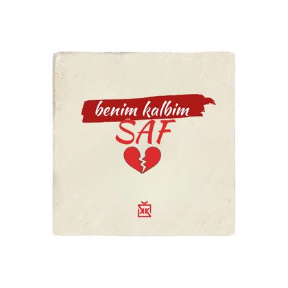 Benim Kalbim Saf Taş Bardak Altlığı