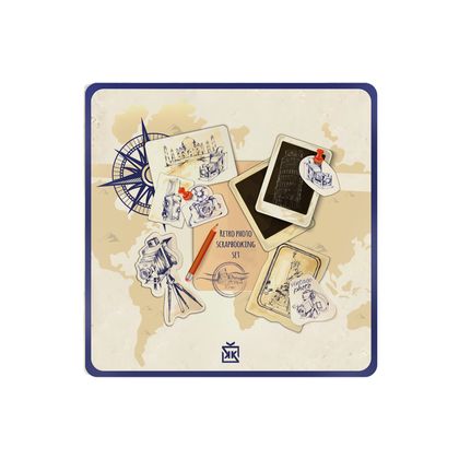 Seyahat Temalı Retro Tasarımlı Taş Bardak Altlığı