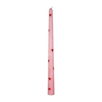Pembe Kalp Desenli Şamdan Mum
