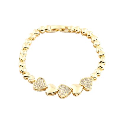 Pırıltı Detaylı Kalpli Gold Bileklik