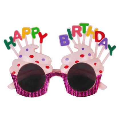 Cupcake Tasarımlı Happy Birthday Gözlük