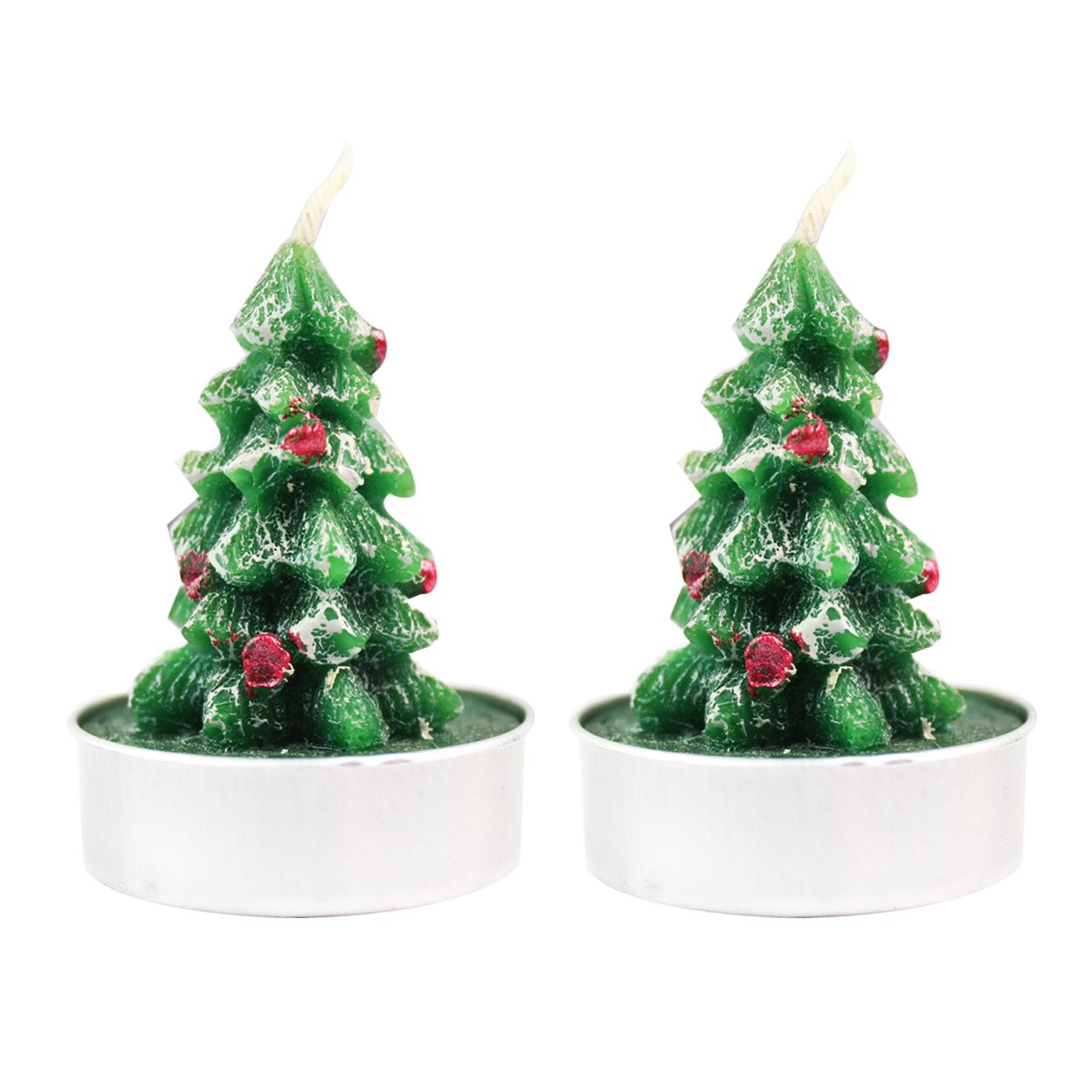 2'li Çam Ağacı Tealight Mum - Çam Ormanı Hediye Kutusu içinde