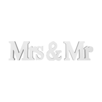 Mr & Mrs Beyaz Ahşap Obje