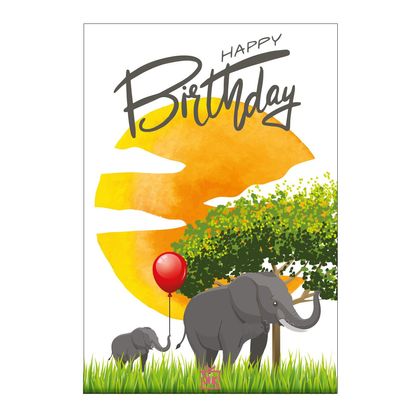 Happy Birthday Elephant Motto Kartı