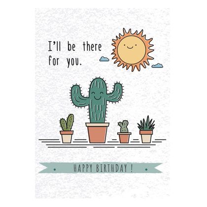 Happy Birthday Cactus Motto Kartı