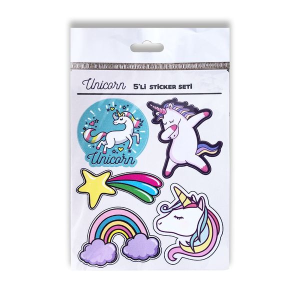 Unicorn 5'li Sticker Seti  - DEKORATİF ÜRÜNLER