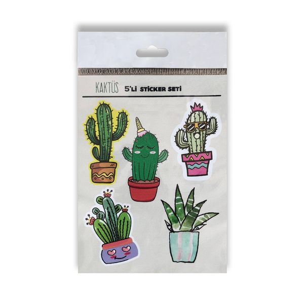 Kaktüs 5'li Sticker Seti - DEKORATİF ÜRÜNLER
