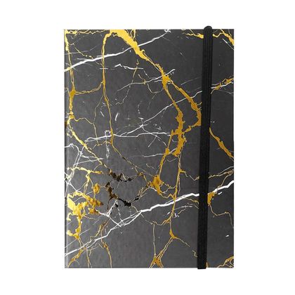 Siyah-Altın Yaldız Mermer Desenli Defter