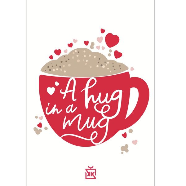 'A hug in a mug' Motto Kartı - MOTTO KARTLARI